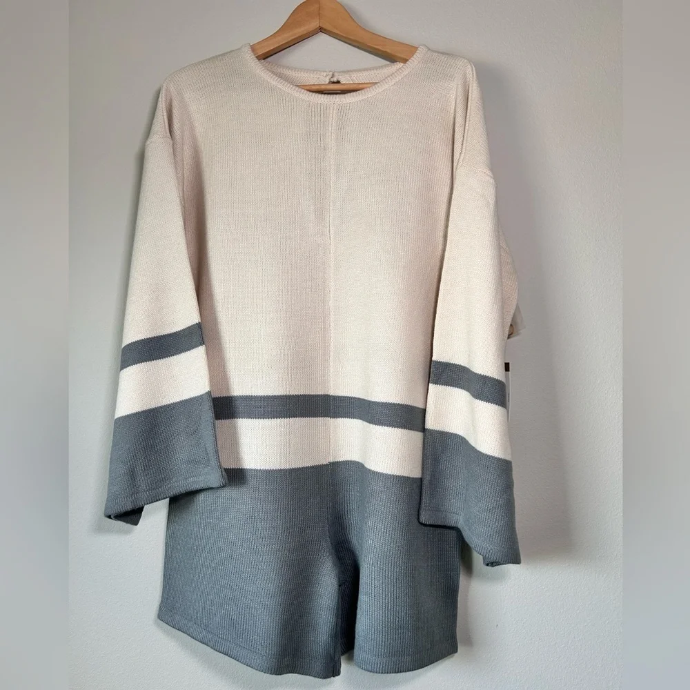 LUCCA Cream and Gray Jumpsuit KNITTED 
NAVY - - Picture 2 of 14